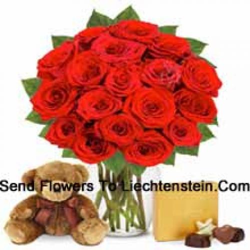 11 Roses with Yummy Chocolates and Teddy