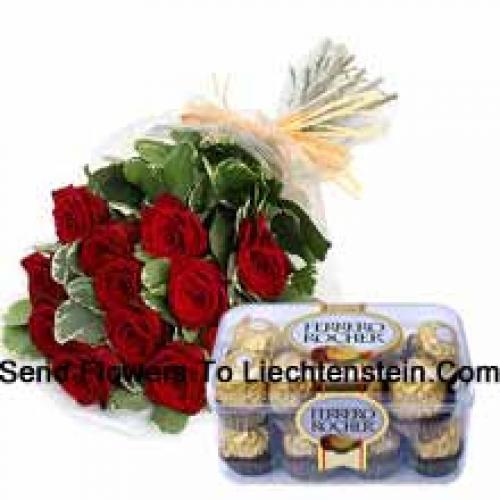 16 Pcs Ferrero Rochers avec de jolies 11 roses rouges