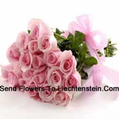 Bunch Of 25 Pink Roses With Seasonal Fillers
