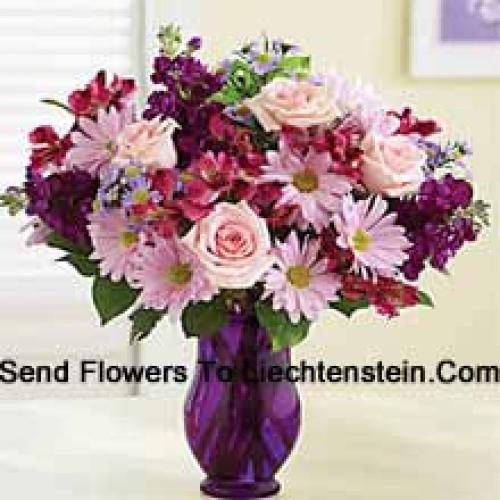 Pink Gerberas and Roses with Assorted Flowers