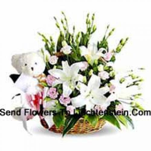 Lilies and Carnation Cute Basket