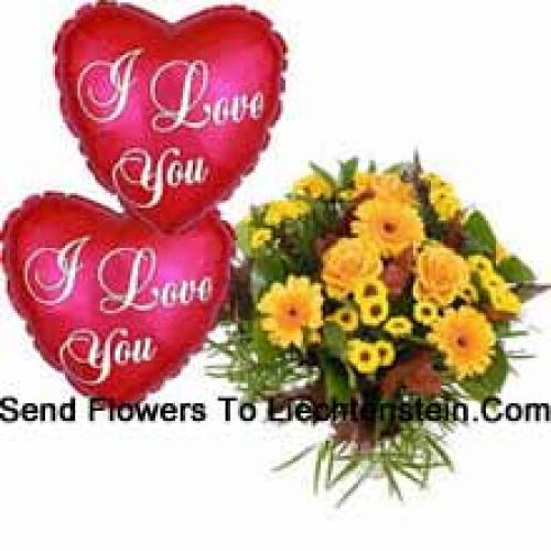 Mixed Flowers with Love Balloon