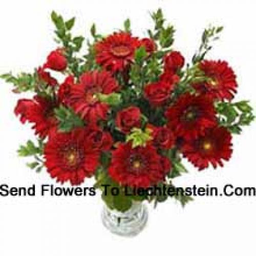 Cute Roses and Gerberas in Vase