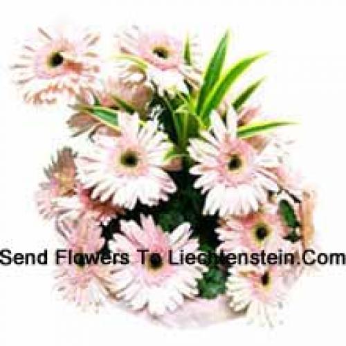 15 Pink Gerberas Korb