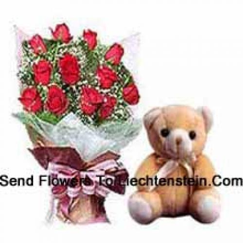 11 Beautiful Roses with Elegant Teddy