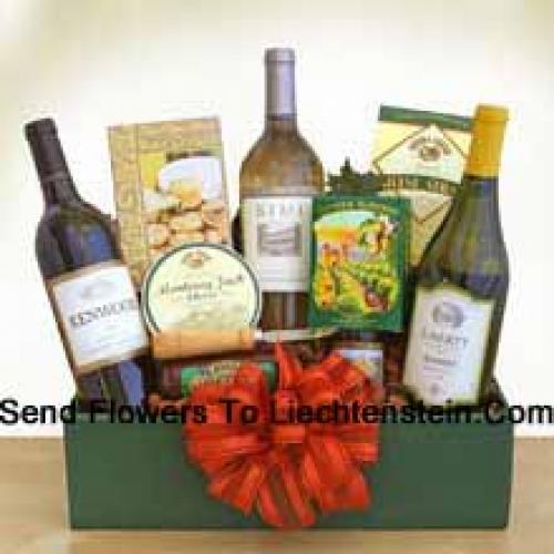 Beautiful Basket of Goodies and Wine