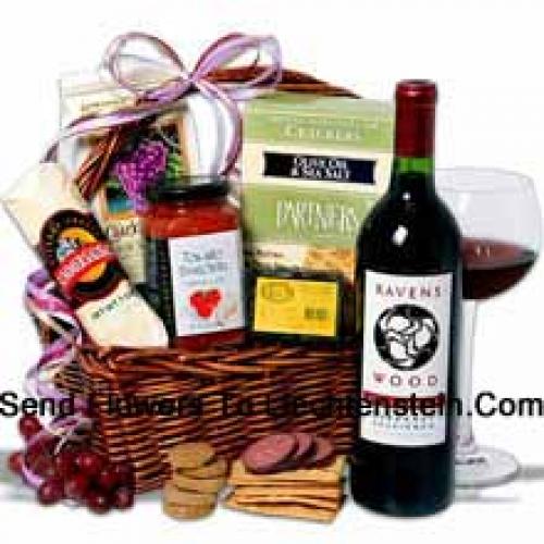 Lavish Basket Filled with Wines and Goodies