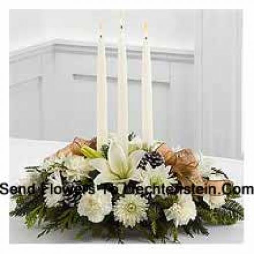 Centerpiece with Candles and Greens